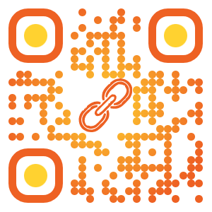 Branded QR code with custom orange logo and color scheme, ready to scan | 180x180